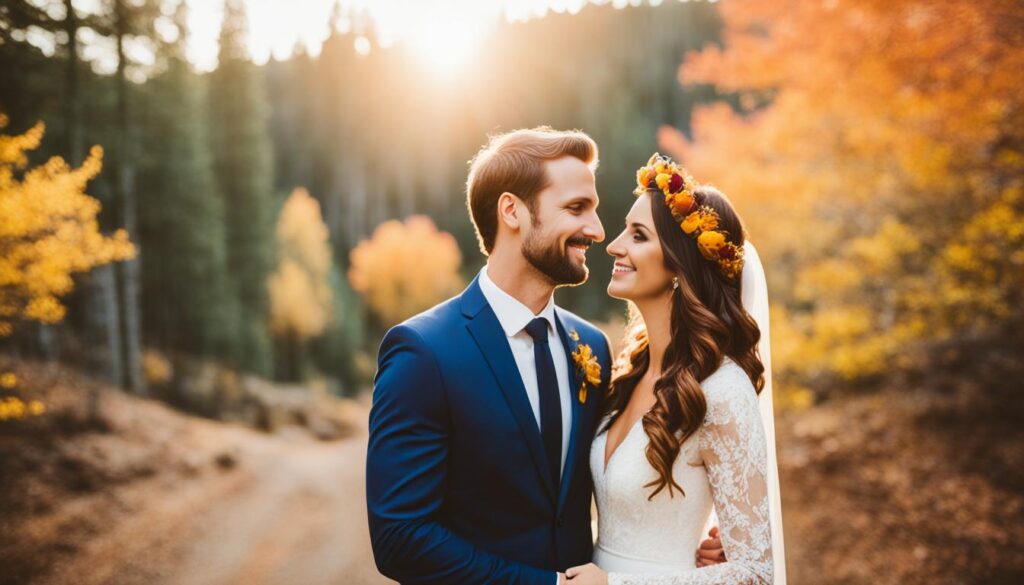 Romantyczne zdjęcia ślubne jesienią